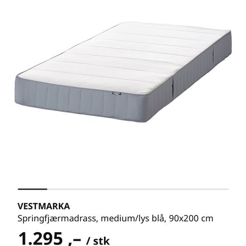 VESTMARKA rammemadrass + TALGJE overmadrass fra Ikea