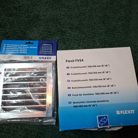 Flexit fv 54 og aluminiumsrist 150mm×150mm