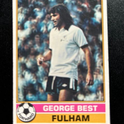 George Best Topps 1977 fotballkort Fulham Manchester United NR 1