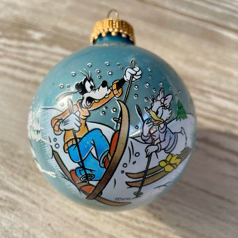 1 sjelden blå Disney julekule, laga i glas. Langbein og Dolly Duck