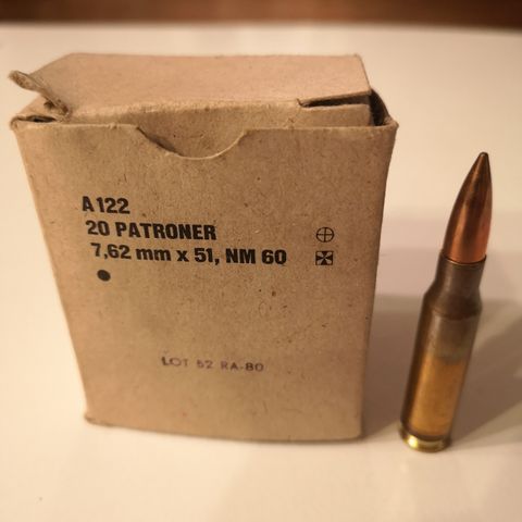 Rifle Ammunisjon selges. 7,62 mm x 51 NM 60