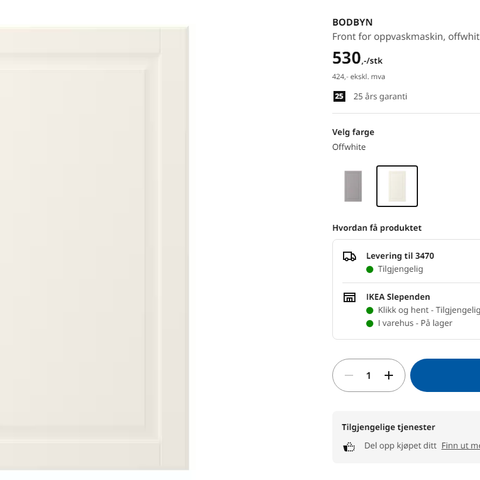 Ikea bodbyn offwhite oppvaskmaskin front 45B x 60H ønskes kjøpt