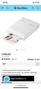 Canon zoemi portebal og Canon Selphy Square QX10 printer