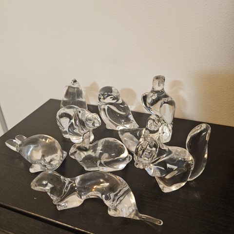 Dyrefigurer i klart glass fra Hadeland Glassverk