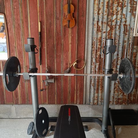 50 mm Olympic Weight Bar 220 Cm med 2 x 10 kg sorte gummi vekter