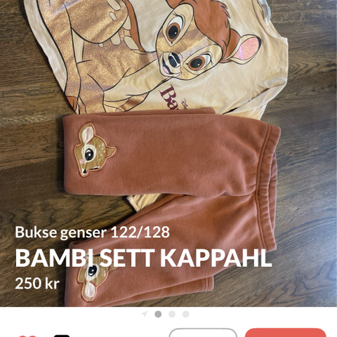 Bambi Disney sett KappAhl bukse genser Str 122/128