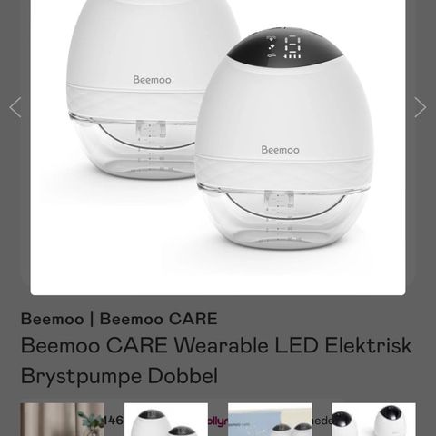 Beemoo CARE Wearable LED Elektrisk Brystpumpe Dobbel helt ny