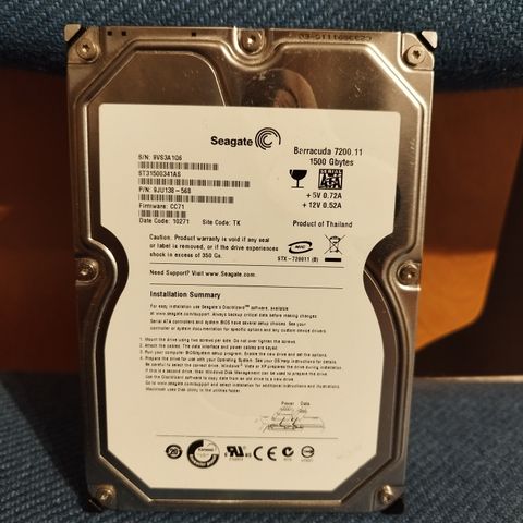 Seagate Barracuda 1,5TB SATA HDD