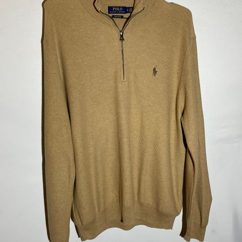 POLO RALPH LAUREN Textured Half Zip Camel Melange