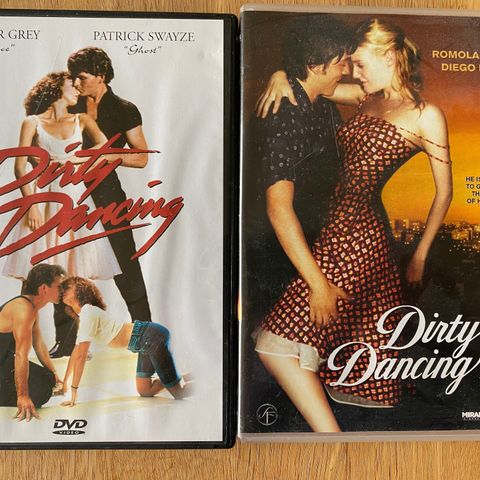 2 STK DVD FILMER MED DIRTY DANSING 1 OG 2, SELGES SAMLET FOR 50,-.