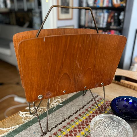 Vintage 1960 Blad/Avis Stativ Teak