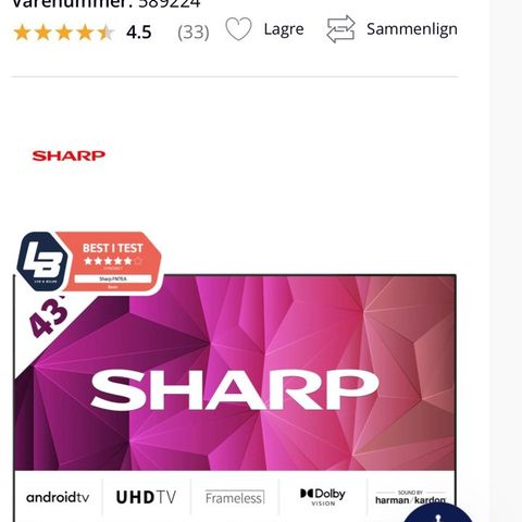 Sharp 43” FN7EA 4K LED TV (2022)