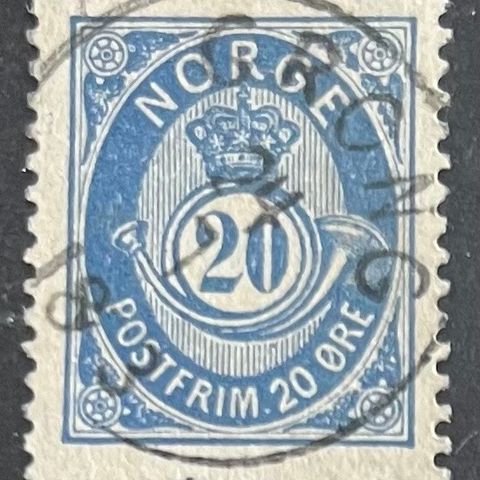 Norge frimerker stemplet, nk 54 V, 20 øre 20 mm, fullstpl Grong 24.7.1893