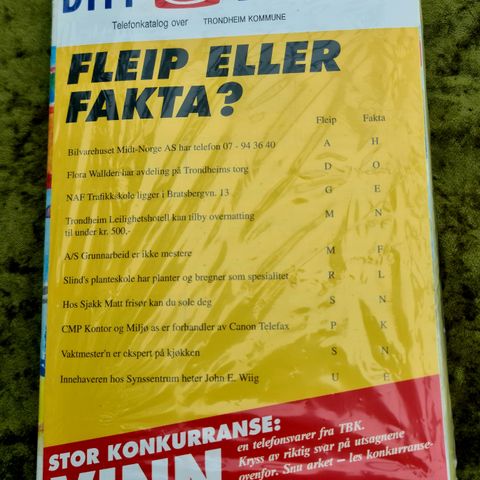 Telefonkatalogen Ditt Distrikt Trondheim kommune 1993