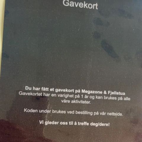 Gavekort Megazone og Fjellstua verdi 3000