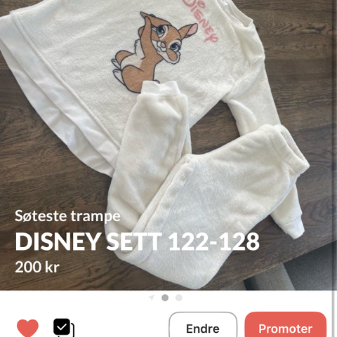 Disney trampe nydelig tykk fleece sett 122-128 H&M