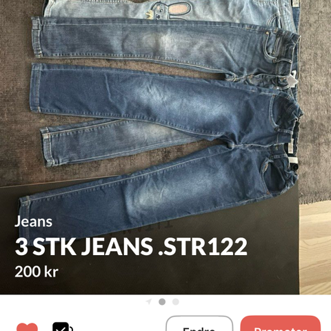 Tre stk jeans Str 122 slimfit .