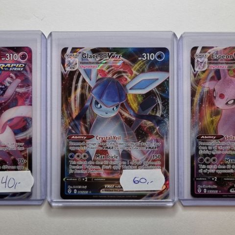 Pokemon kort Evolving Skies Sylveon Glaceon Espeon V MAX pris pr stk