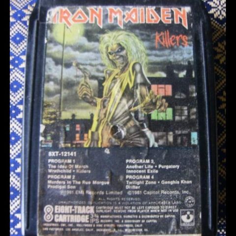 Iron Maiden "Killers" 8 spors kassett byttes i 8 spors stue spiller