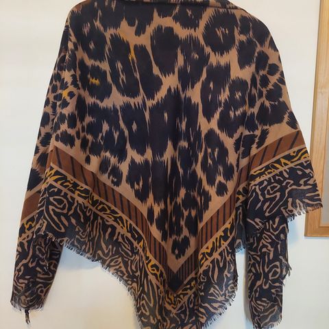 Stort vintage skjerf / sjal leopard animal print