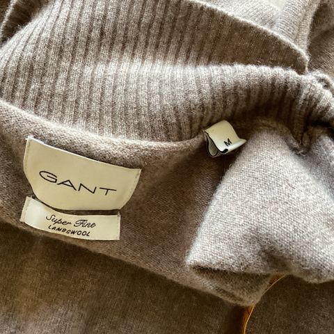 Gant genser lammeull, str. M, beige/ brun melert