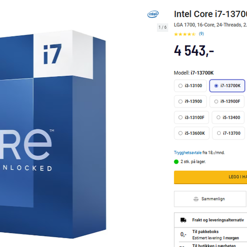 Intel i7 13700K + ASUS Z790 DDR5 OPPGRADERINGSPAKKE