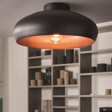 Mogano plafond taklampe svart og kobber