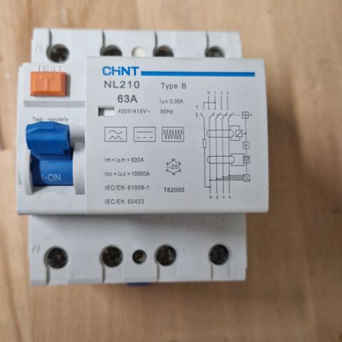 Chint NL210 63A jordfeilbryter type B