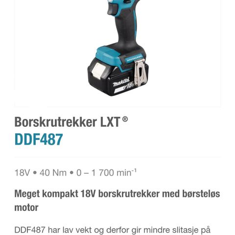 Makita 18 v borskrutrekker