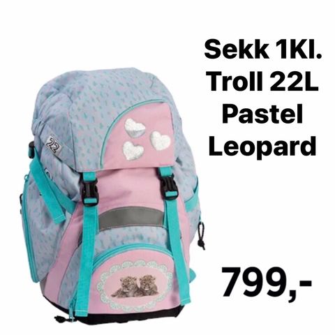 Sekk 1Kl. Troll 22L Pastel Leopard