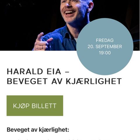 2 billetter selges samlet -  tHarald Eia på Bryne den 20.09.2024