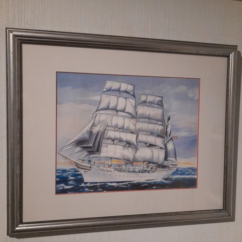 Jan T. Midtun, "Statsraad Lehmkuhl", signert, innrammet trykk