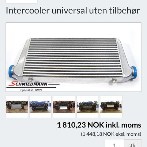 Intercooler universal uten tilbehør