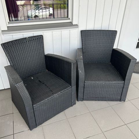 hagemøbler, 2 stoler, sofa og bord