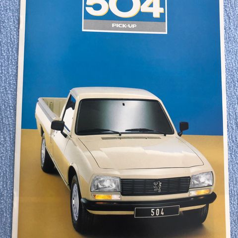 Bilbrosjyre av Peugeot 504 pick-up