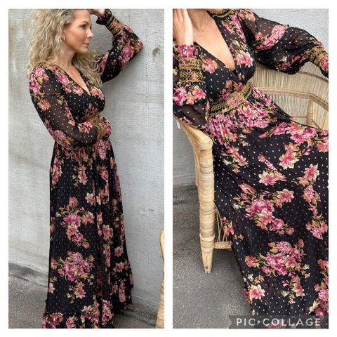 byTiMo Golden Georgette Maxi Dress Autumn Bouquet