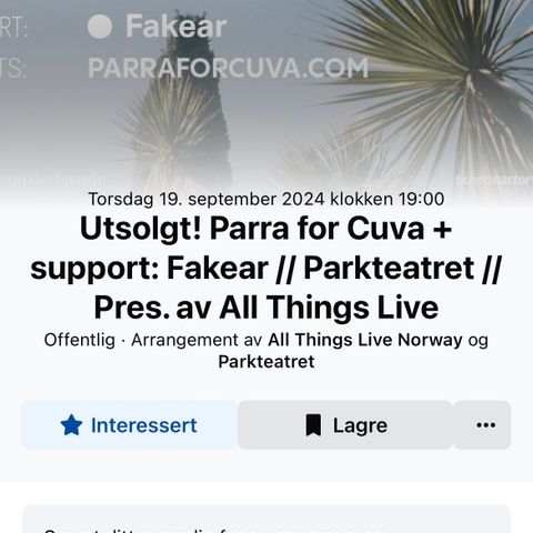 Billett til Parra for Cuva, Parkteateret