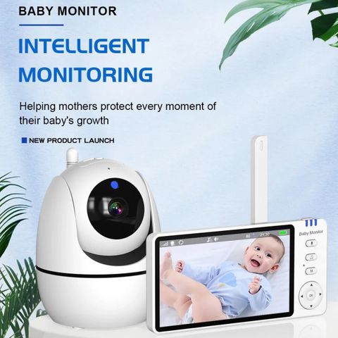 Babymonitor 5,0-tommers Video Babycall med Pan Tilt Kamera