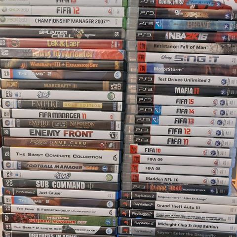 Playstation 2, 3, 4, Wii ( Nintendo) Xbox360 og PC spill