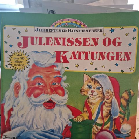 Kr 40 JULEHEFTE MED KLISTREMERKER 1990 JULENISSEN OG KATTUNGEN