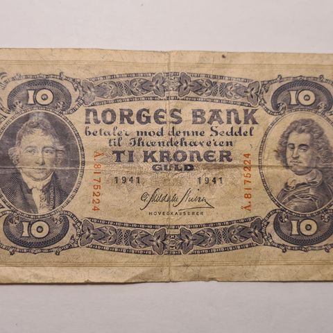 1941 10 kroner Seddel  Å.8175224 - Norsk Seddel