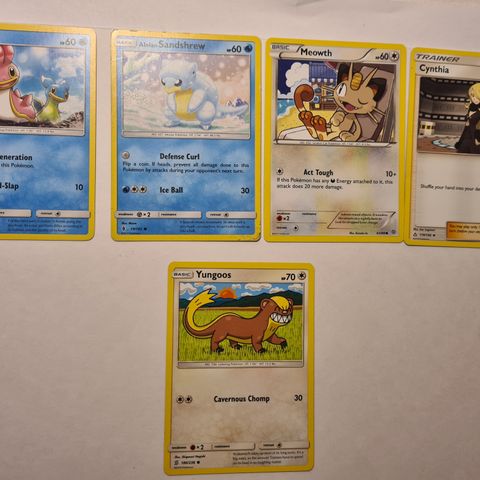 5 stk Pokemon kort fra 2015-2019