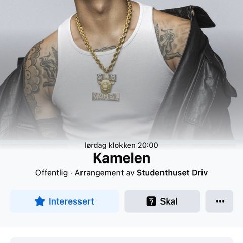 Kamelen på DRIV 14.september i Tromsø - 1 stk konsertbillett