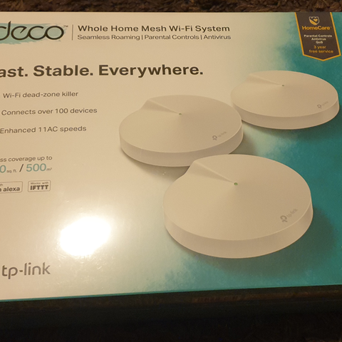 TP-Link Deco M5 AC1300 Mesh WiFi system (3 pakning) - ny i plast