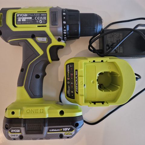 Ryobi rdd18 drill inkl batteri og lader