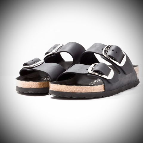 Birkenstock Sort Arizona Big buckle med blanke sølvspenner str 39