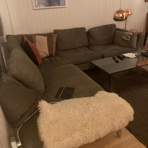 Hjørnesofa/sjeselong brun