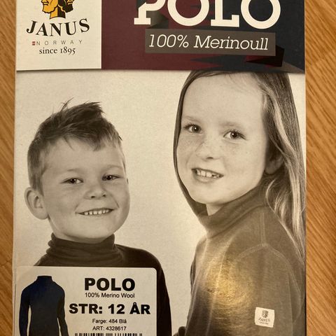 Janus Polo lett wool i 100% merinoull strl 10-12år