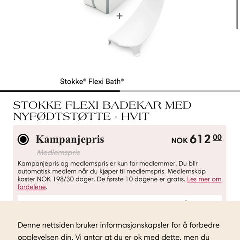 Stokke flexi badekar med nyfødtstøtte / innlegg