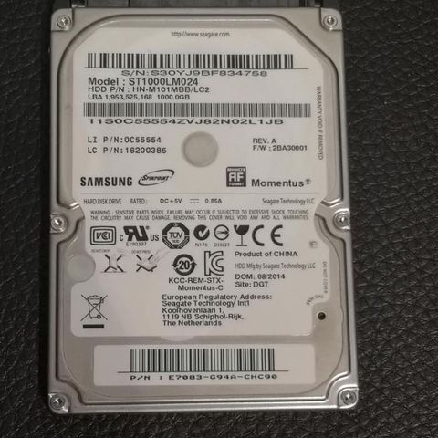 Samsung 1TB 2.5" Harddisk